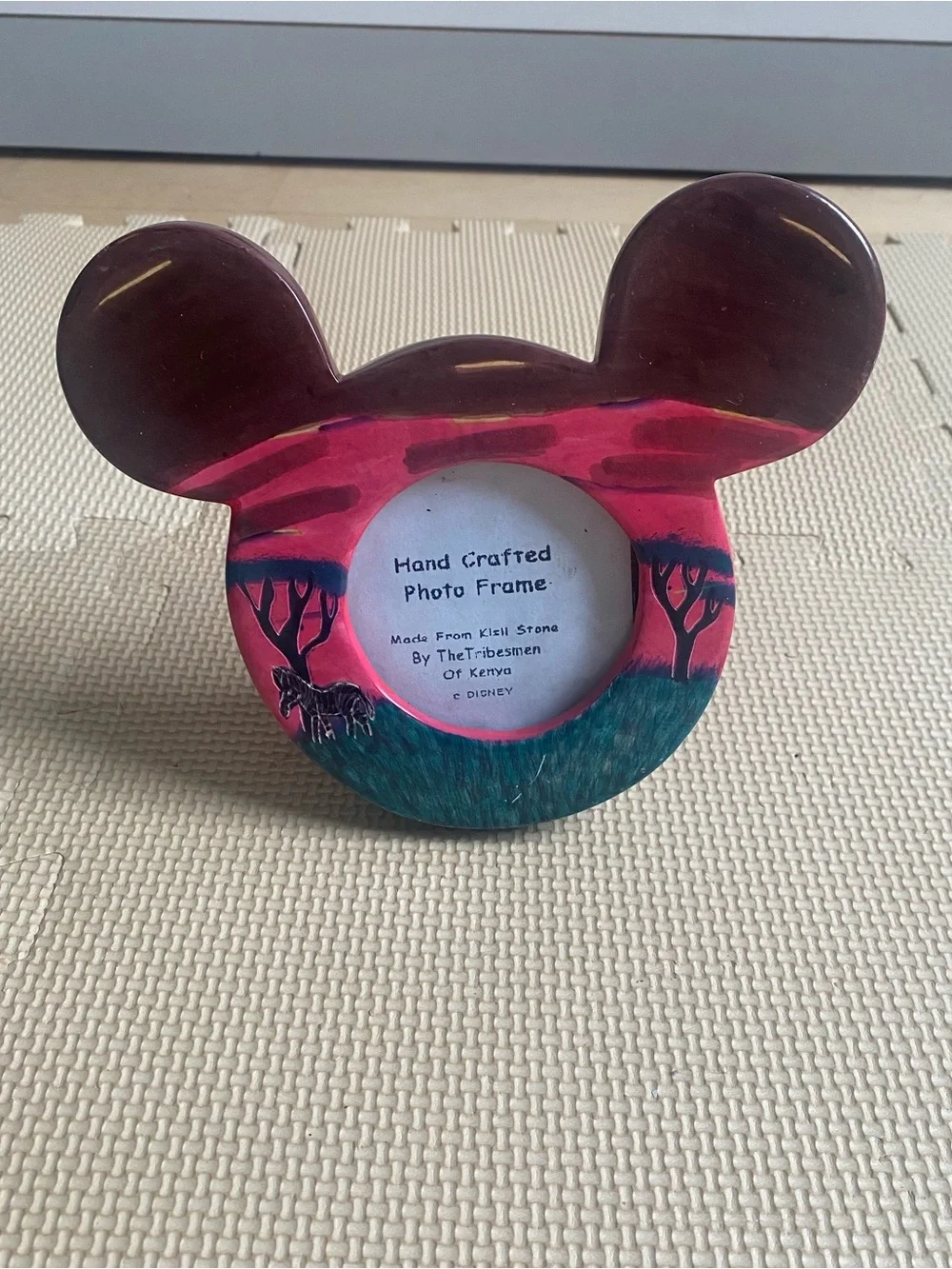 Disney Animal Kingdom Handcrafted Kisii Soapstone Photo Frame Kenya Mickey Mouse